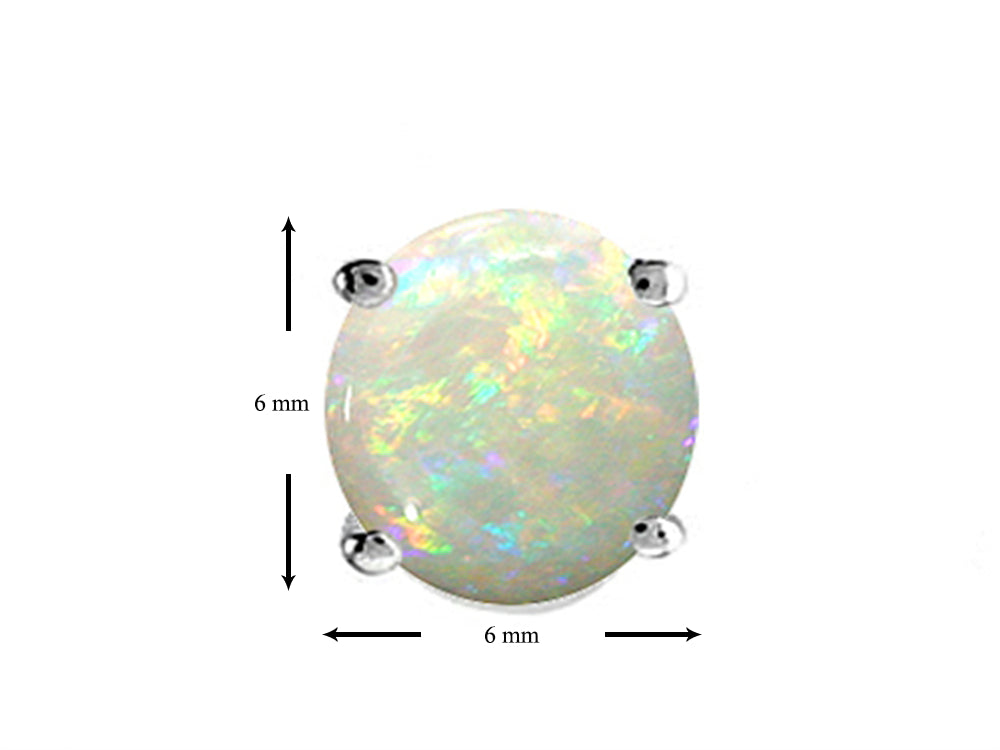 Tommaso Design Round 6mm Genuine Opal Earrings Stud