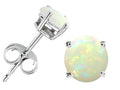 Tommaso Design Round 6mm Genuine Opal Earrings Stud