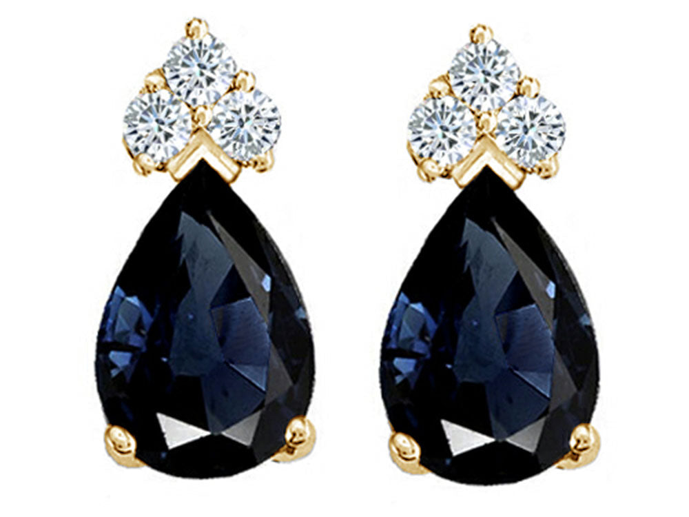 Tommaso Design™ Pear Shape 8x6mm Genuine Sapphire Earrings