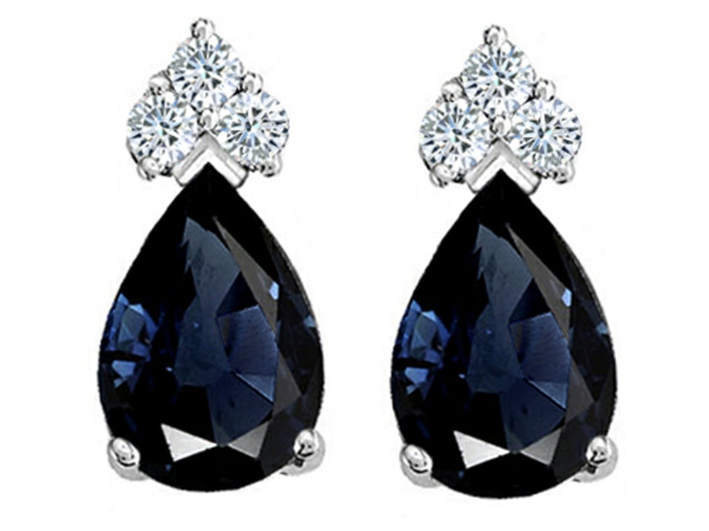 Tommaso Design Pear Shape 8x6mm Genuine Sapphire Earrings
