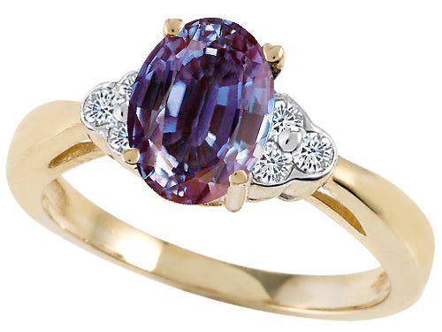 Tommaso Design Oval 8x6mm Simulated Alexandrite Ring