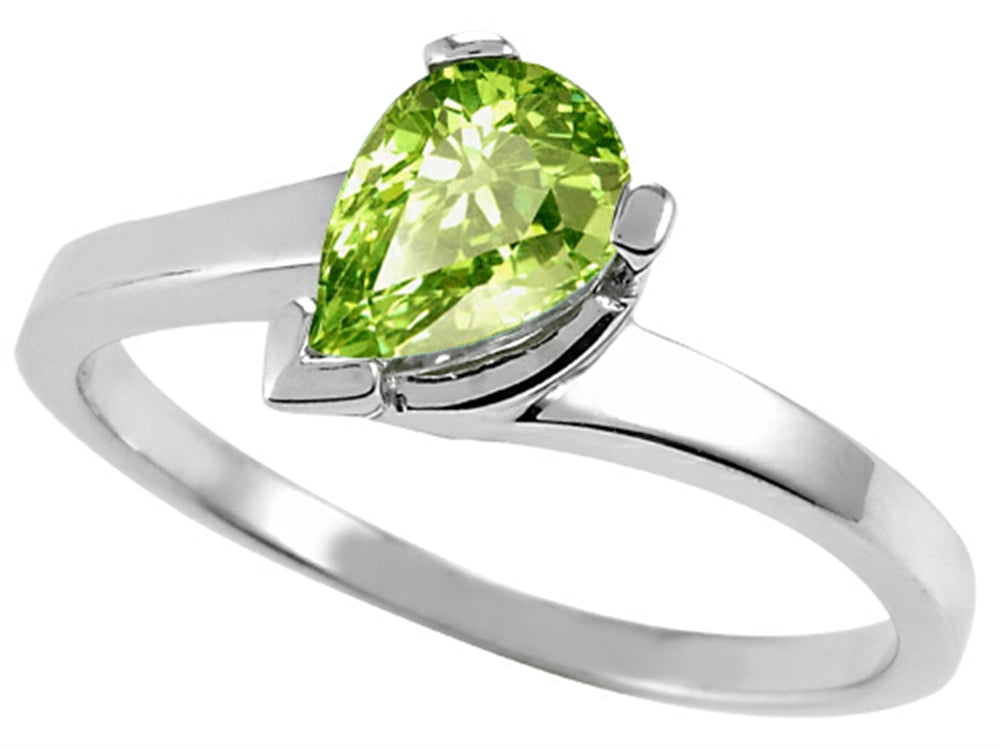 Tommaso Design Pear Shape 7x5mm Genuine Peridot Ring