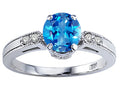 Tommaso Design Round 7mm Genuine Blue Topaz Engagement Ring