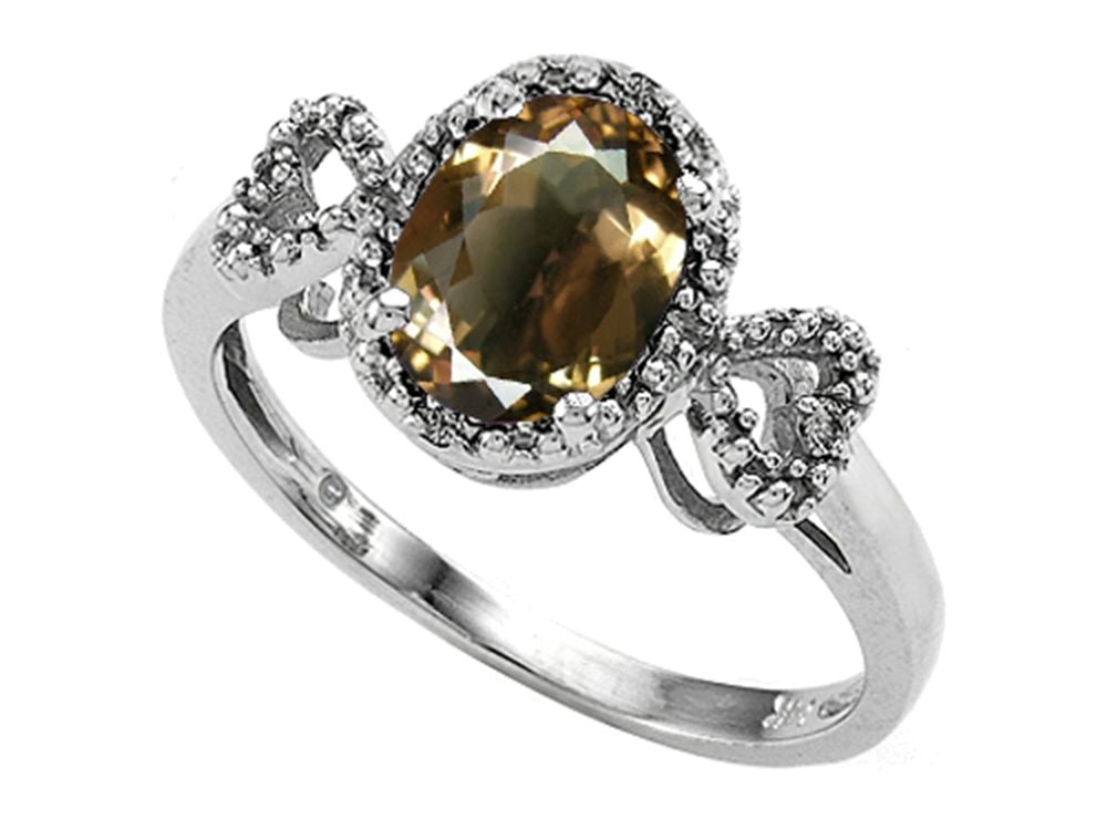 Tommaso Design Oval 8x6mm Genuine Smoky Quartz Ring