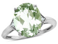 Tommaso Design Large Oval 12x10 Green Amethyst 3 Stone Trillion Setting Ring
