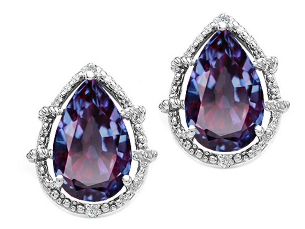 Tommaso Design Pear Shape 10x7mm Simulated Alexandrite Earrings