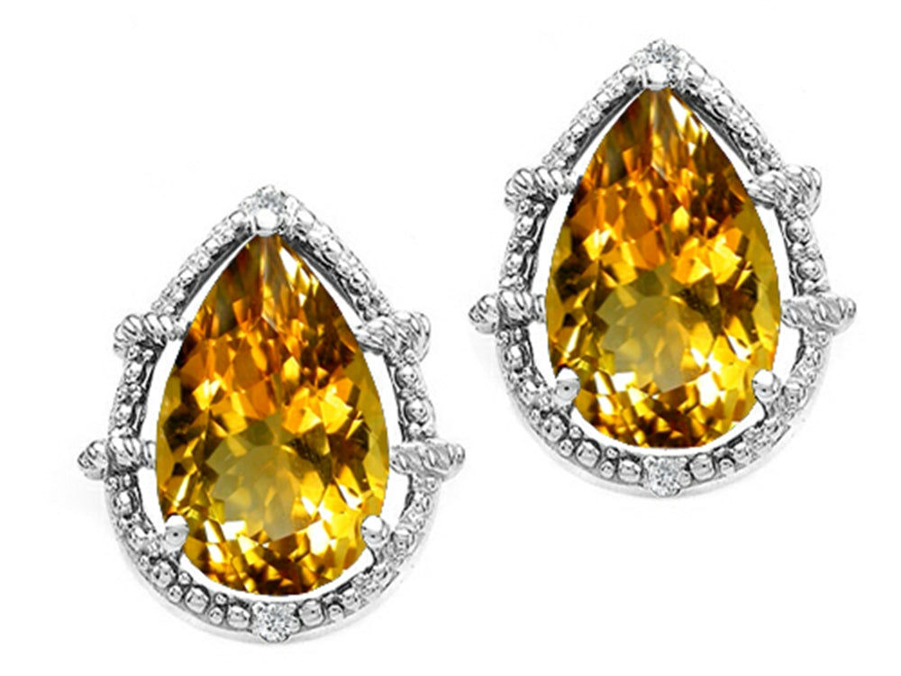 Tommaso Design Pear Shape 10x7mm Genuine Citrine Earrings