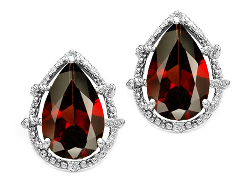 Tommaso Design Pear Shape 10x7mm Genuine Garnet Earrings