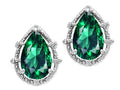 Tommaso Design Pear Shape 10x7mm Simulated Emerald Earrings