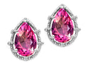 Tommaso Design Pear Shape 10x7mm Created Pink Sapphire Earrings