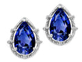 Tommaso Design Pear Shape 10x7mm Created Blue Sapphire Earrings