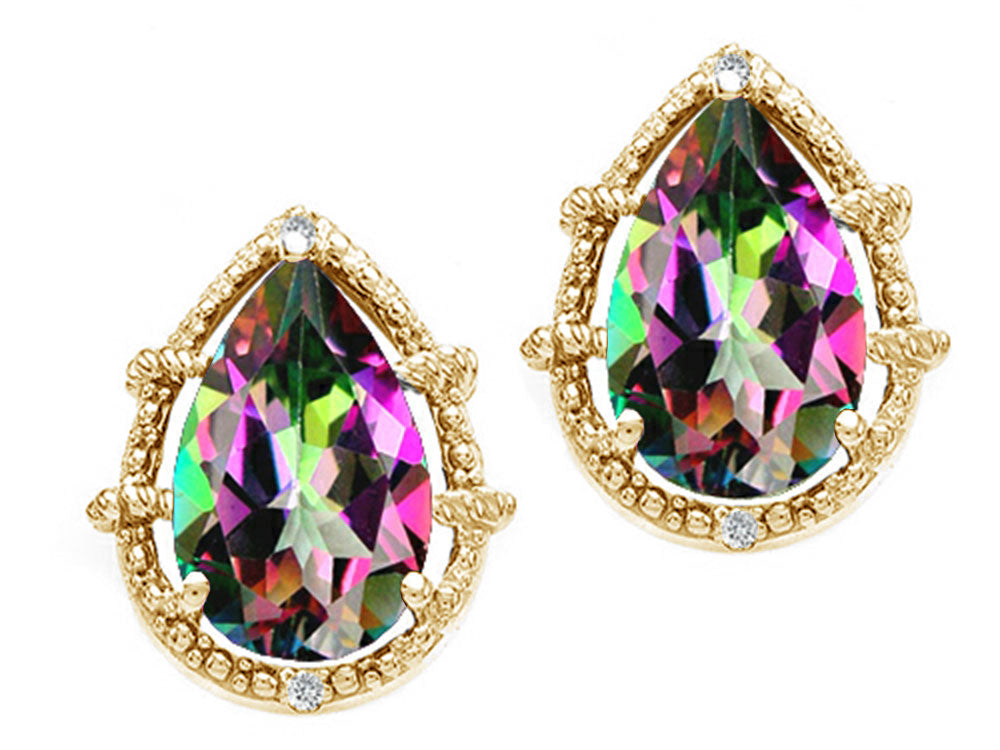 Tommaso Design™ Pear Shape 10x7mm Mystic Rainbow Topaz Earrings