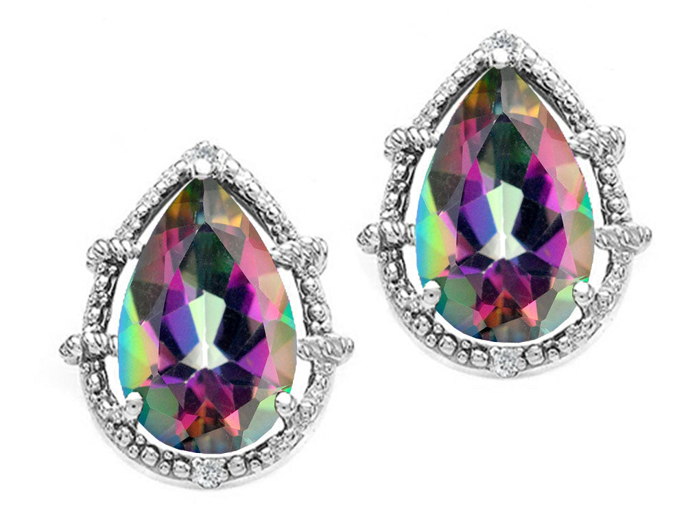 Tommaso Design™ Pear Shape 10x7mm Mystic Rainbow Topaz Earrings