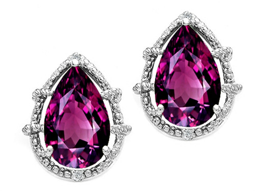 Tommaso Design Pear Shape 10x7mm Genuine Rhodolite Earrings