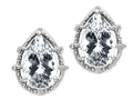 Tommaso Design Pear Shape 10x7mm Genuine White Topaz Earrings