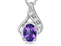 Star K  Genuine Oval Amethyst Drop Pendant Necklace