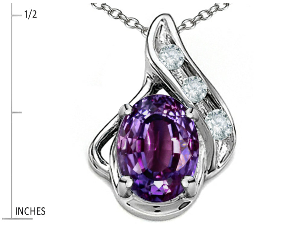 Star K Oval 7x5mm Simulated Alexandrite Drop Pendant Necklace