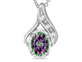 Star K Oval 7x5mm Rainbow Mystic Topaz Drop Pendant Necklace