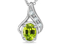 Tommaso Design Oval 7x5mm Genuine Peridot Drop Pendant Necklace