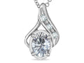 Star K Oval 7x5mm Genuine White Topaz Drop Pendant Necklace