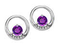 Tommaso Design Round 5 mm Genuine Amethyst Earrings