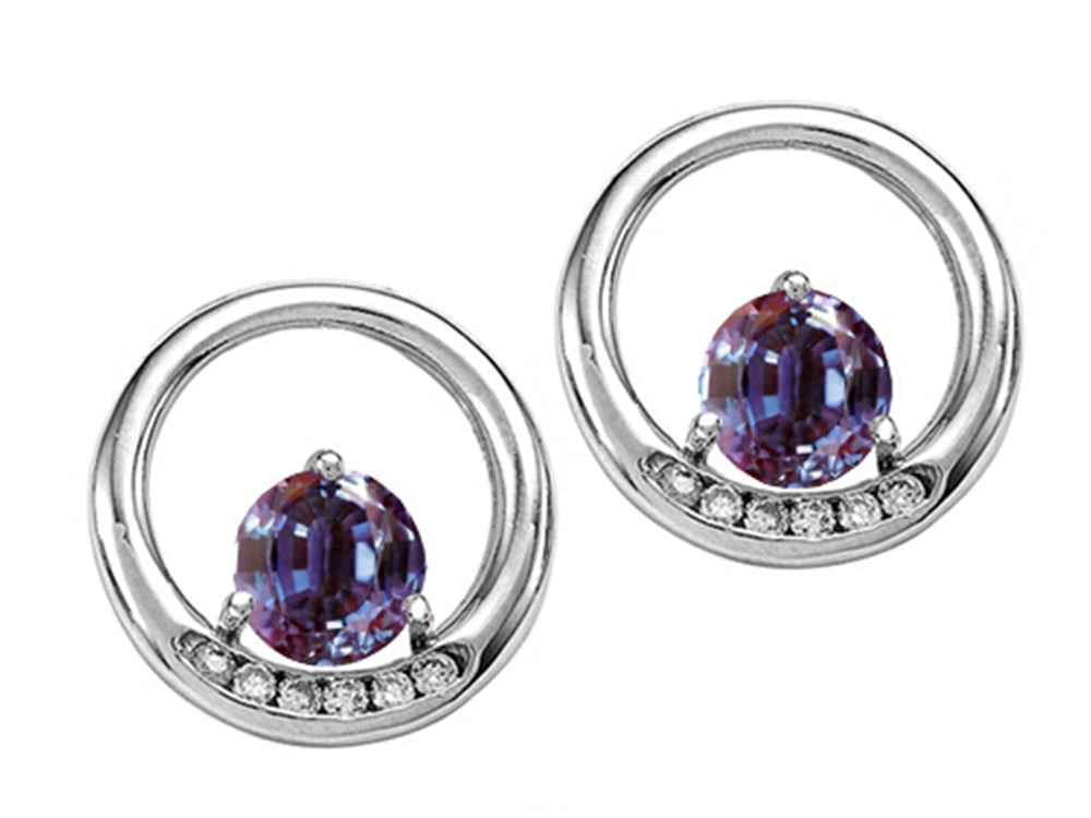 Tommaso Design Round 5 mm Simulated Alexandrite Earrings