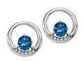 Tommaso Design Round 5 mm Genuine Blue Topaz Earrings