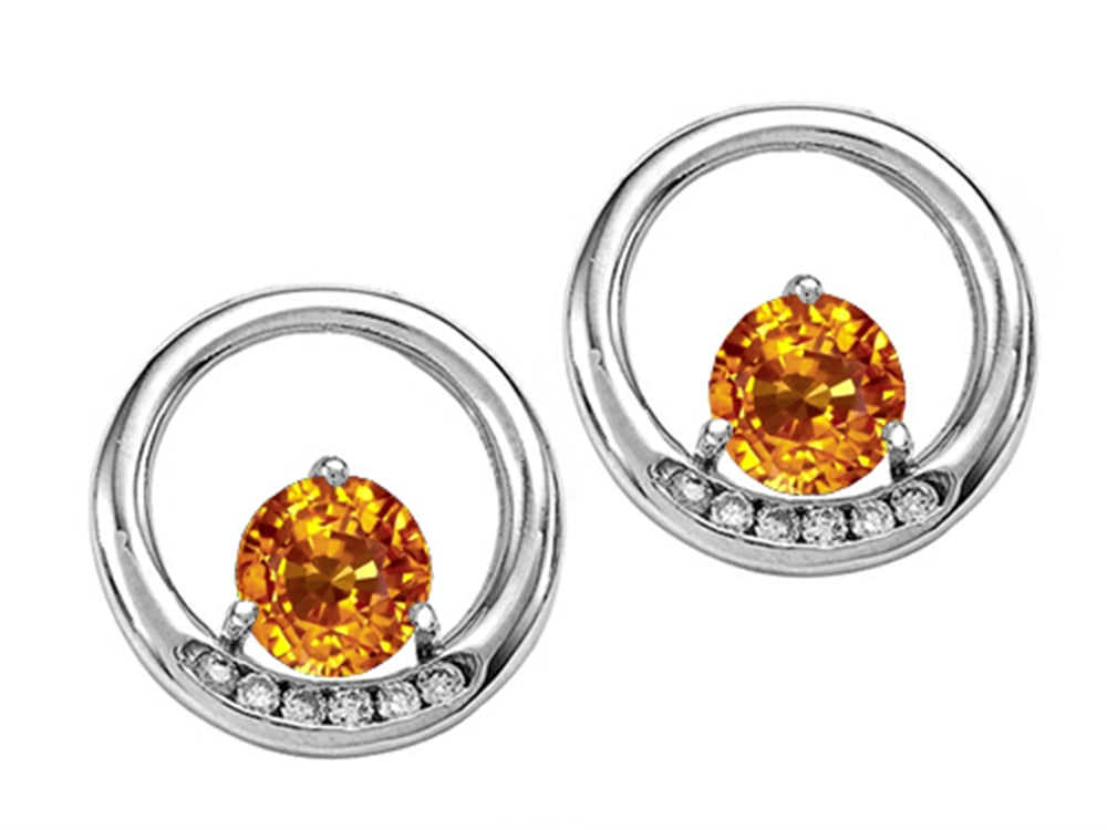 Tommaso Design Round 5 mm Genuine Citrine Earrings