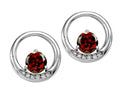 Tommaso Design Round 5 mm Genuine Garnet Earrings