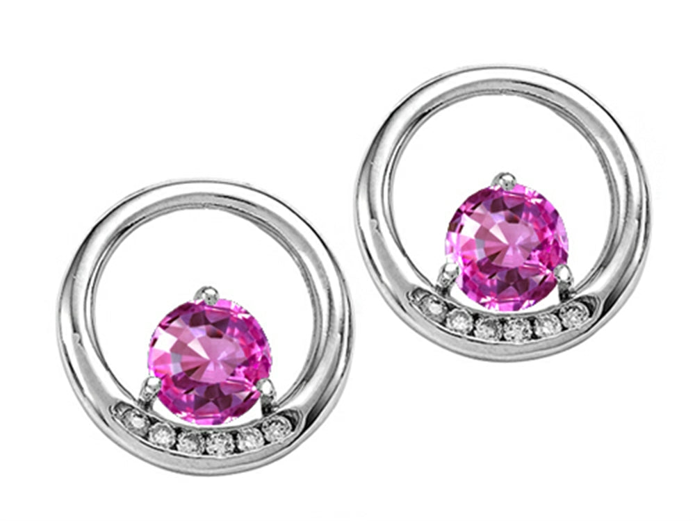 Tommaso Design Round 5 mm Created Pink Sapphire Earrings