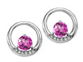 Tommaso Design Round 5 mm Created Pink Sapphire Earrings