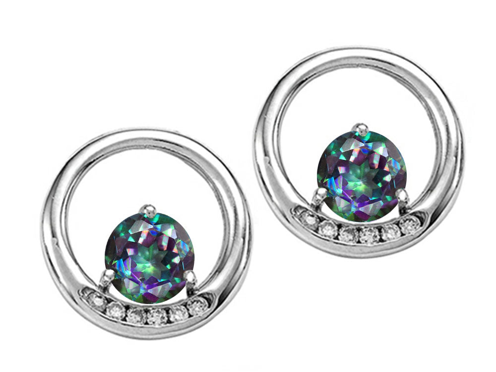 Tommaso Design™ Round 5 mm Rainbow Mystic Topaz Earrings