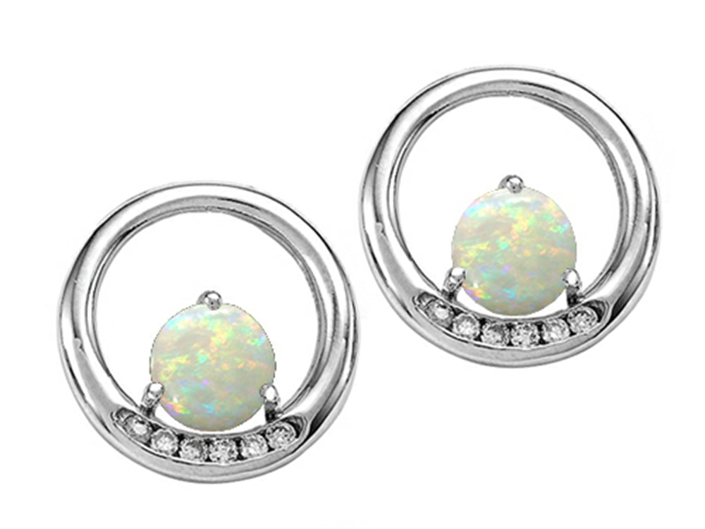 Tommaso Design Round 5mm Genuine Opal Earrings