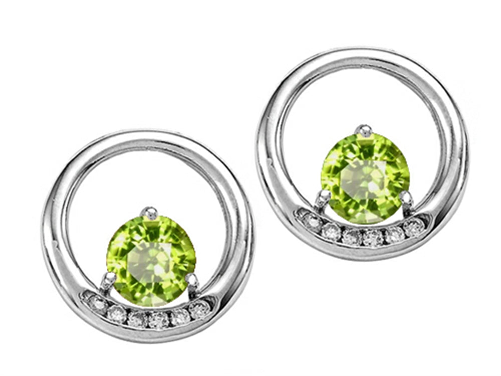 Tommaso Design Round 5 mm Genuine Peridot Earrings