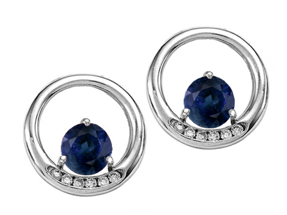 Tommaso Design Round 5 mm Genuine Sapphire Earrings