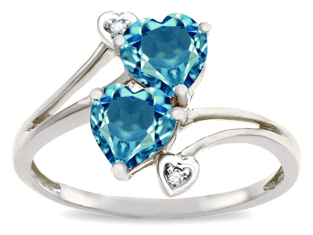Tommaso Design Heart Shape 6 mm Genuine Blue Topaz Ring
