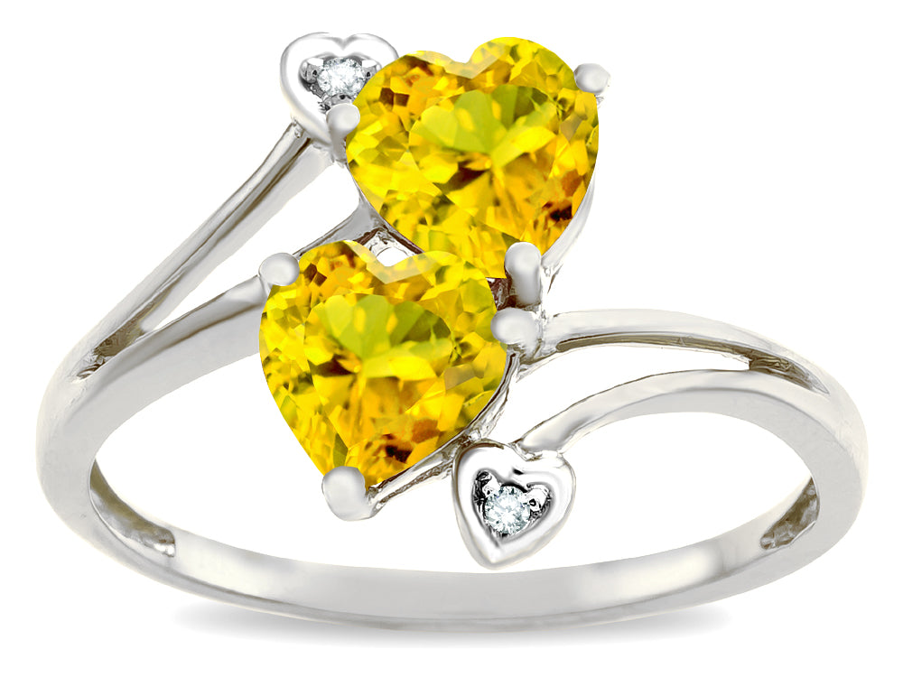 Tommaso Design Heart Shape 6 mm Genuine Citrine Ring