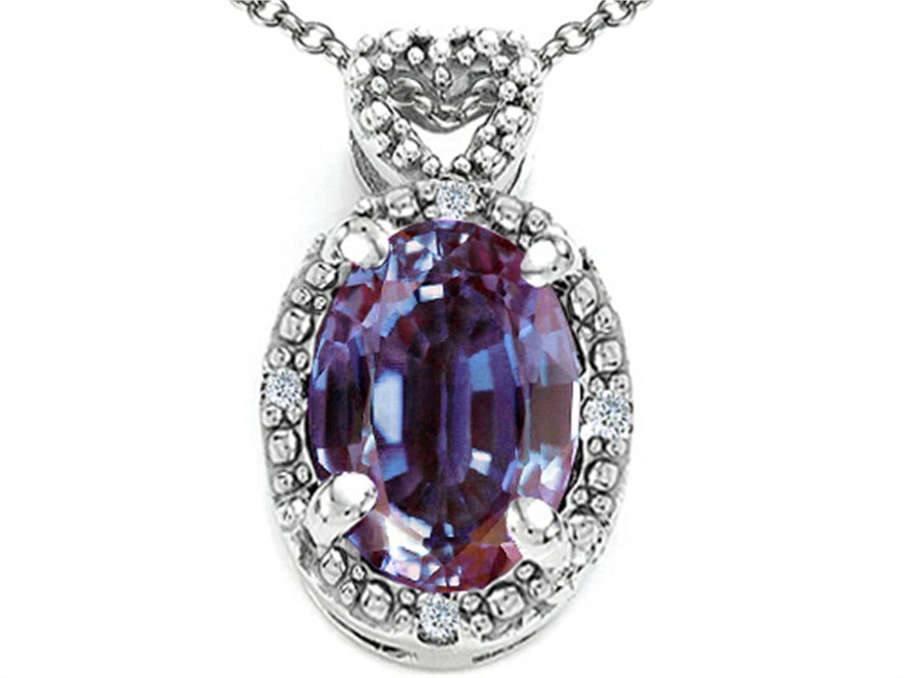 Tommaso Design Oval 8x6mm Simulated Alexandrite Pendant Necklace