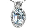 Tommaso Design Oval 8x6mm Genuine Aquamarine Pendant Necklace