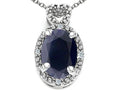 Tommaso Design Oval 8x6mm Genuine Black Sapphire Pendant Necklace