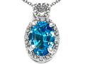 Tommaso Design Oval 8x6mm Genuine Blue Topaz Pendant Necklace