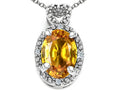 Tommaso Design Oval 8x6mm Genuine Citrine Pendant Necklace