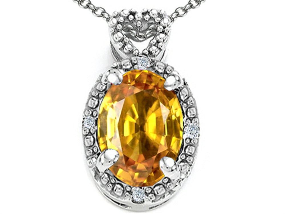Tommaso Design Oval 8x6mm Genuine Citrine Pendant Necklace