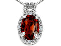 Tommaso Design Oval 8x6mm Genuine Garnet Pendant Necklace