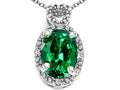 Tommaso Design Oval 8x6mm Simulated Emerald Pendant Necklace
