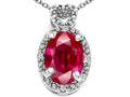 Tommaso Design Oval 8x6mm Created Ruby Pendant Necklace