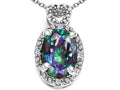 Tommaso Design Oval 8x6mm Mystic Rainbow Topaz Pendant Necklace