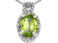 Tommaso Design Oval 8x6mm Genuine Peridot Pendant Necklace