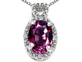Tommaso Design Oval 8x6mm Genuine Rhodolite Pendant Necklace