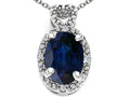 Tommaso Design Oval 8x6mm Genuine Sapphire Pendant Necklace